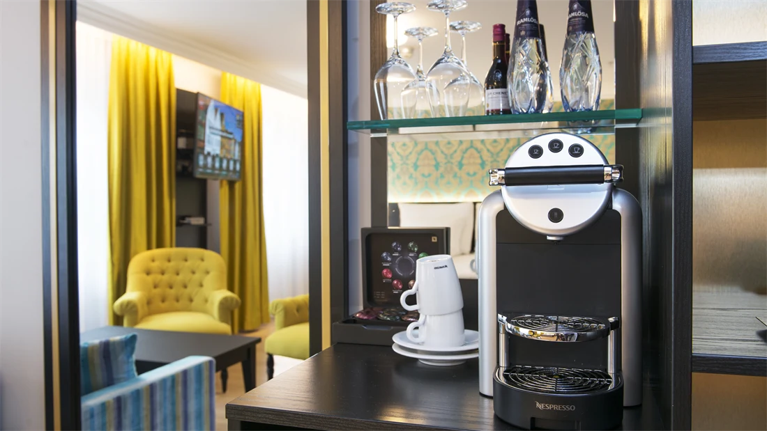Kaffemaskin på superior rum på Thon Hotel Rosenkrantz Bergen 