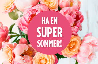 Sommerblomster med teksten "Ha en super sommer"