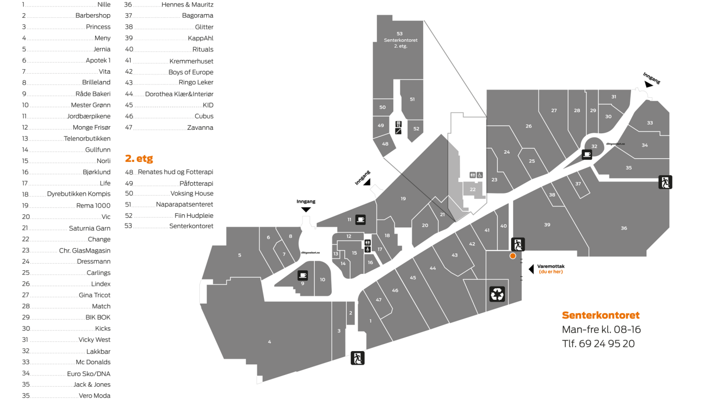 Kart over Mosseporten kjøpesenter