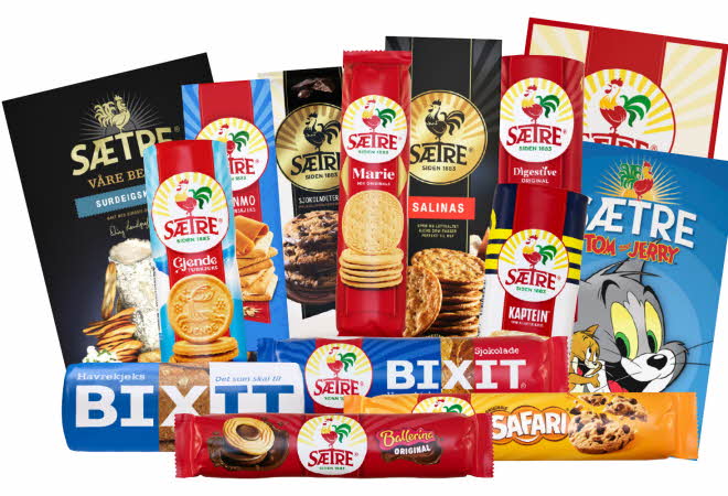 Stort utvalg kjeks produkter fra Sætre.