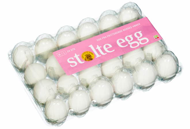 En 24pk med egg fra Stolte Egg