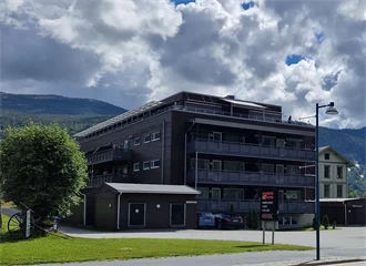 Fasadebilde av boligprosjektet Hallingtunet på Flå.