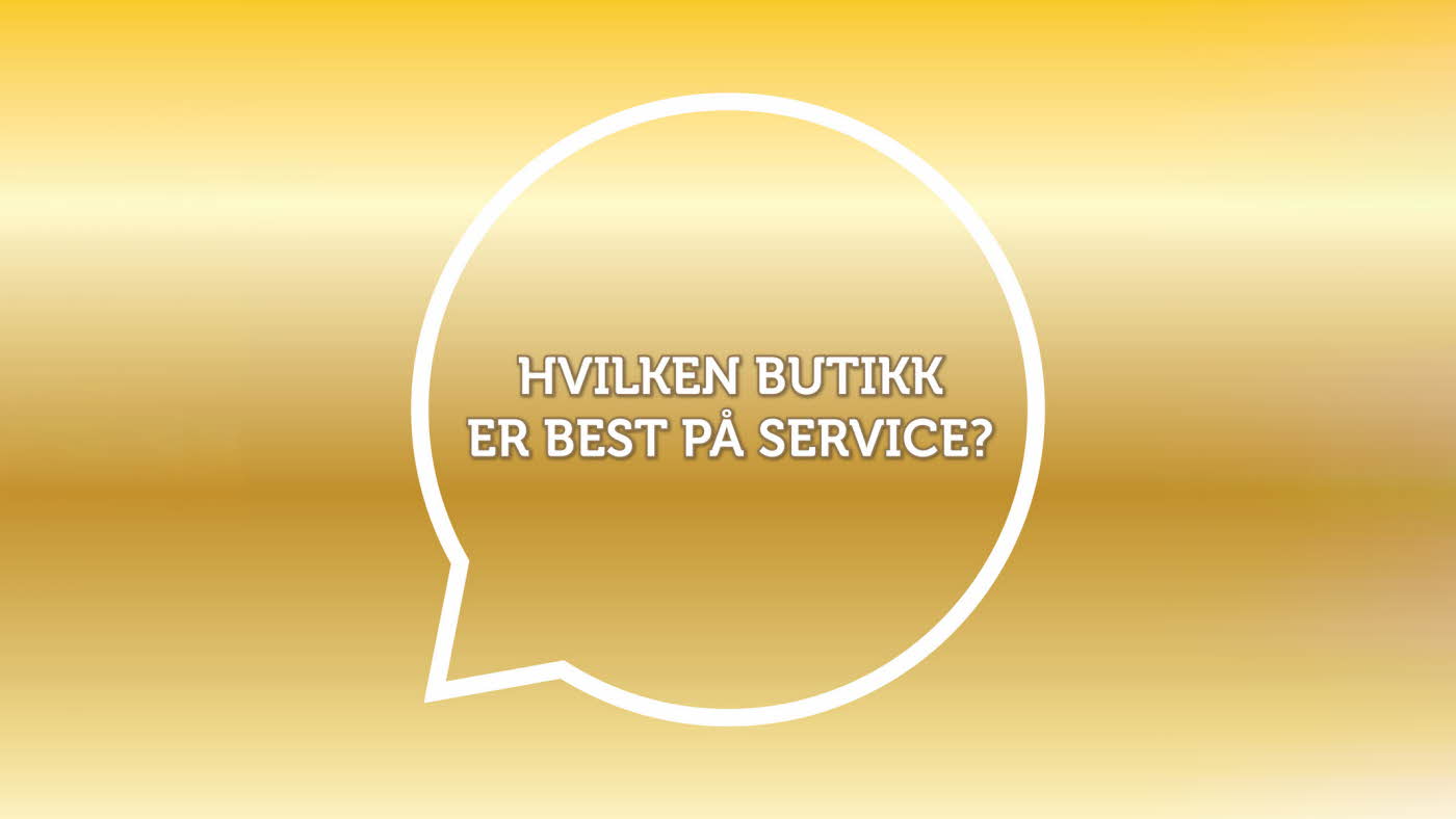 snakkeboble med tekst hvilken butikk er best på service?