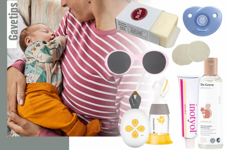 Kollasj med ting til baby fra apoteket