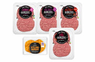 Fem forskjellige ferske burgere fra Coop Grill