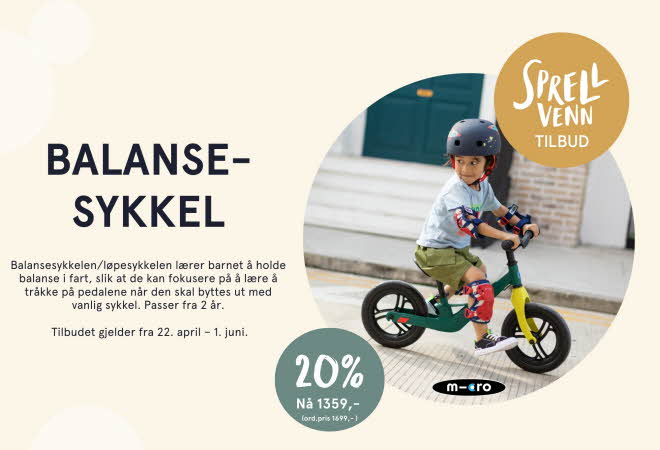 Balansesykkel tilbud sprell venn 20% nå pris 1359 . oRd.pris 1699