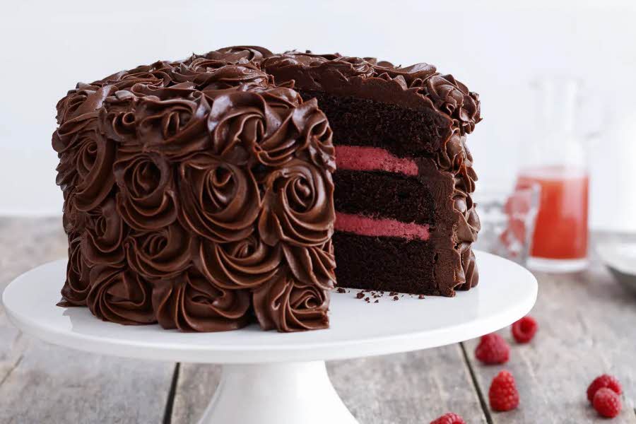 Sjokoladekake med bringebærfyll