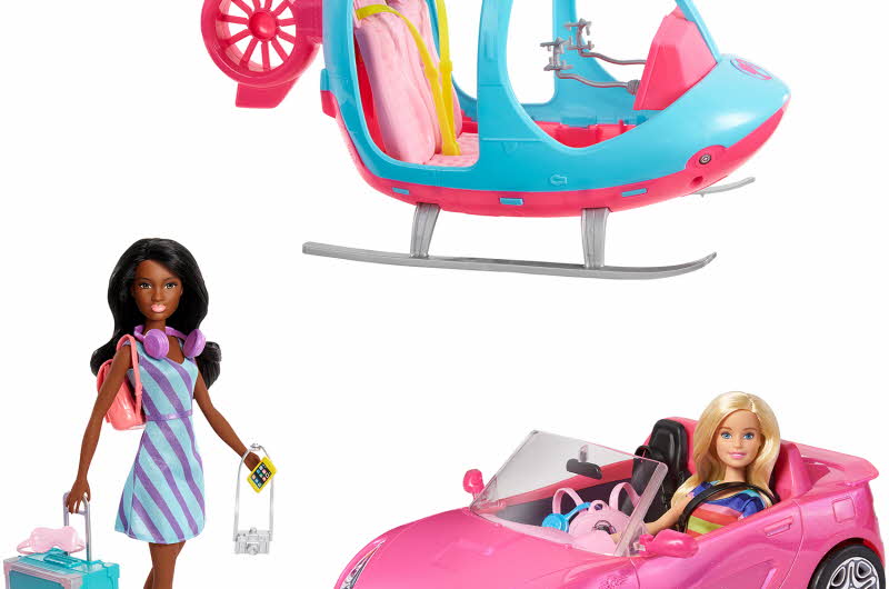 Barbie dukker, bil og helikopter
