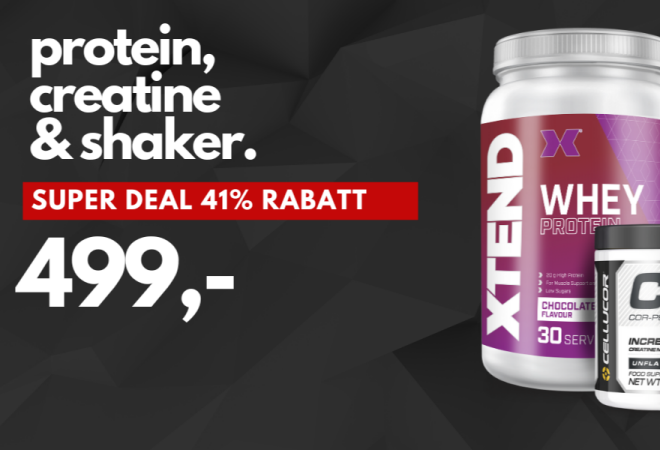 Get Fit tilbud 41% rabatt superdeal protein creatin og shaker 499,-