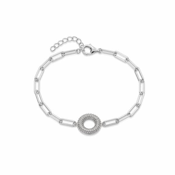 rund sølv armbånd med diamant