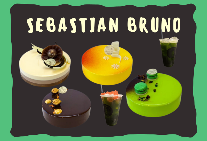 En pakat med kaker og buble tea