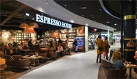 Sitteplasser og fasade til Espresso House på AMFI Moa