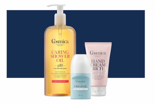 Tre forskjellige hudpleie produkter fra Cosmica.