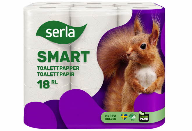 Pakke med Serla toalettpapir, 18 ruller.