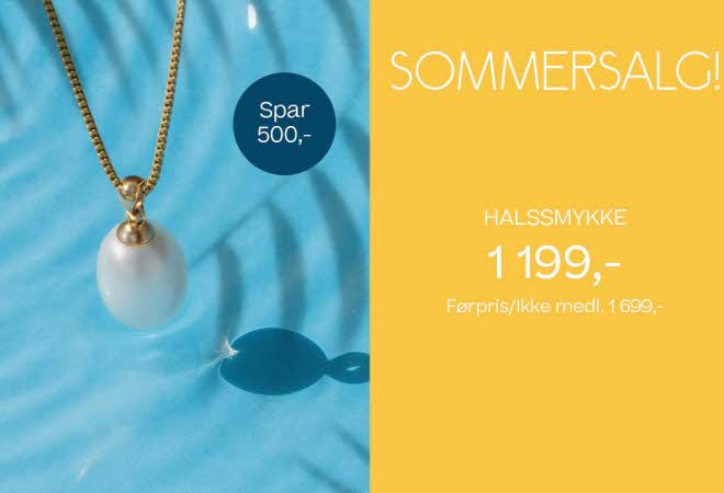 Gullsmykke med en hvit perle på