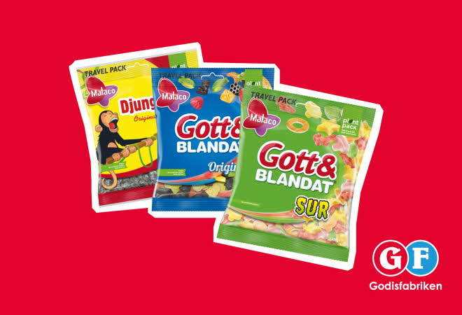 bilde av gott & blandat godteri poser