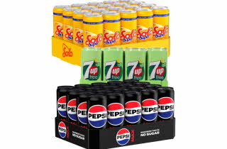 bilde på brus av pepsi, solo og 7up