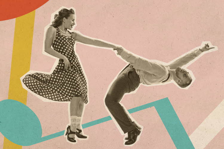 swingklubb, dame og mann danser