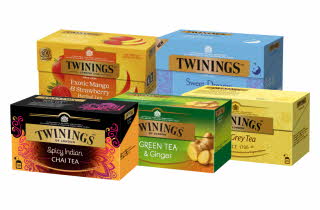 5 varianter av Twinings te.