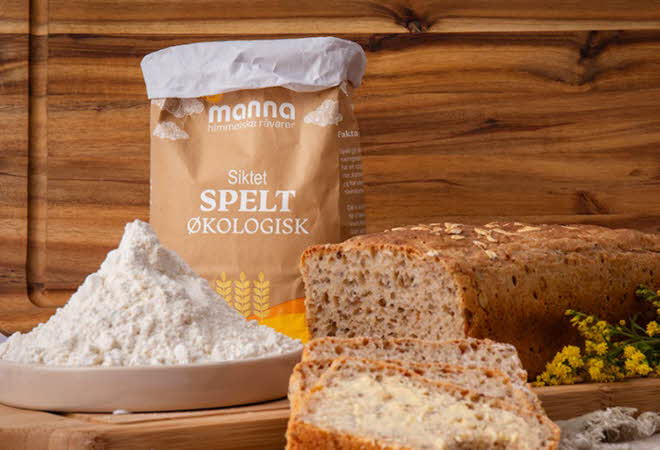 manna spelt mel økologisk med brød