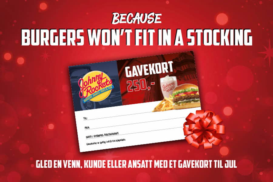 gavekort julestrømpe Johnny Rockets