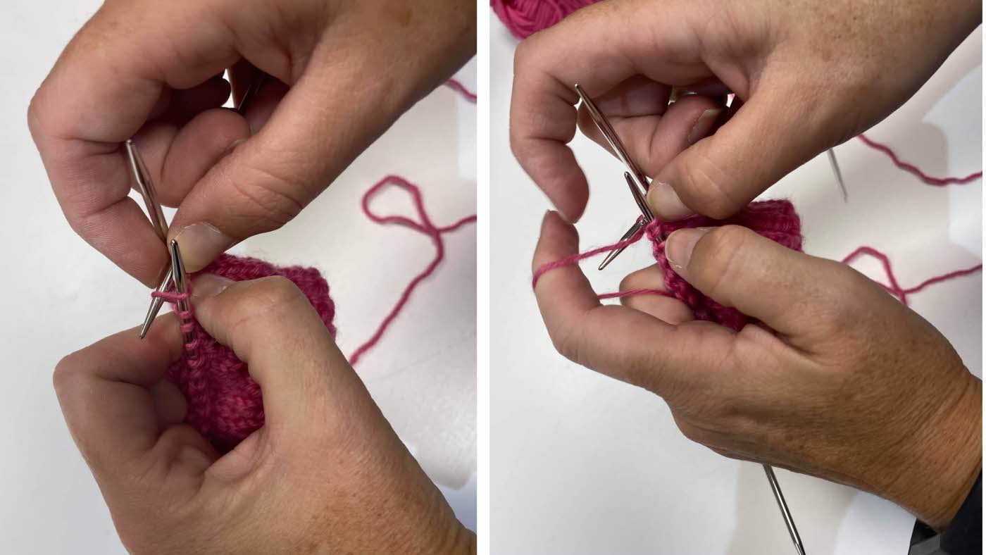 Bildet viser strikkeopplæring - hvordan øke antall masker i strikkeprosess. Collage 3_2