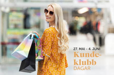 Kvinner med sommerklær og shoppingposer - tekst med kundeklubbdager