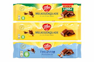 Tre stykk Freia sjokoladeplater