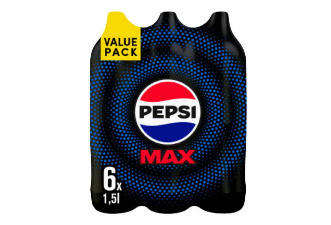 En 6-pakk med Pepsi Max flasker.