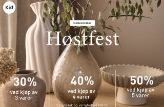 Høstfest 30% ved kjøp av 3 varer. 40% ved kjøp av 4 varer. 50% ved kjøp av 5 varer. Kid medltilbud.