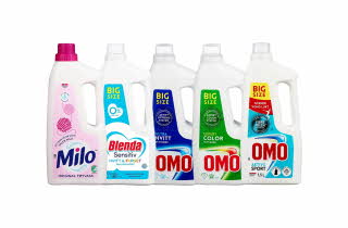 Vaskemiddel fra Milo, Blenda og Omo.