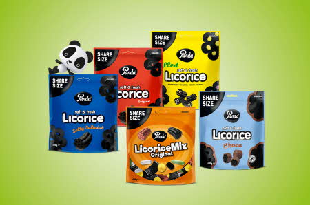 Et stort utvalg av Panda Licorice i ulike smaker
