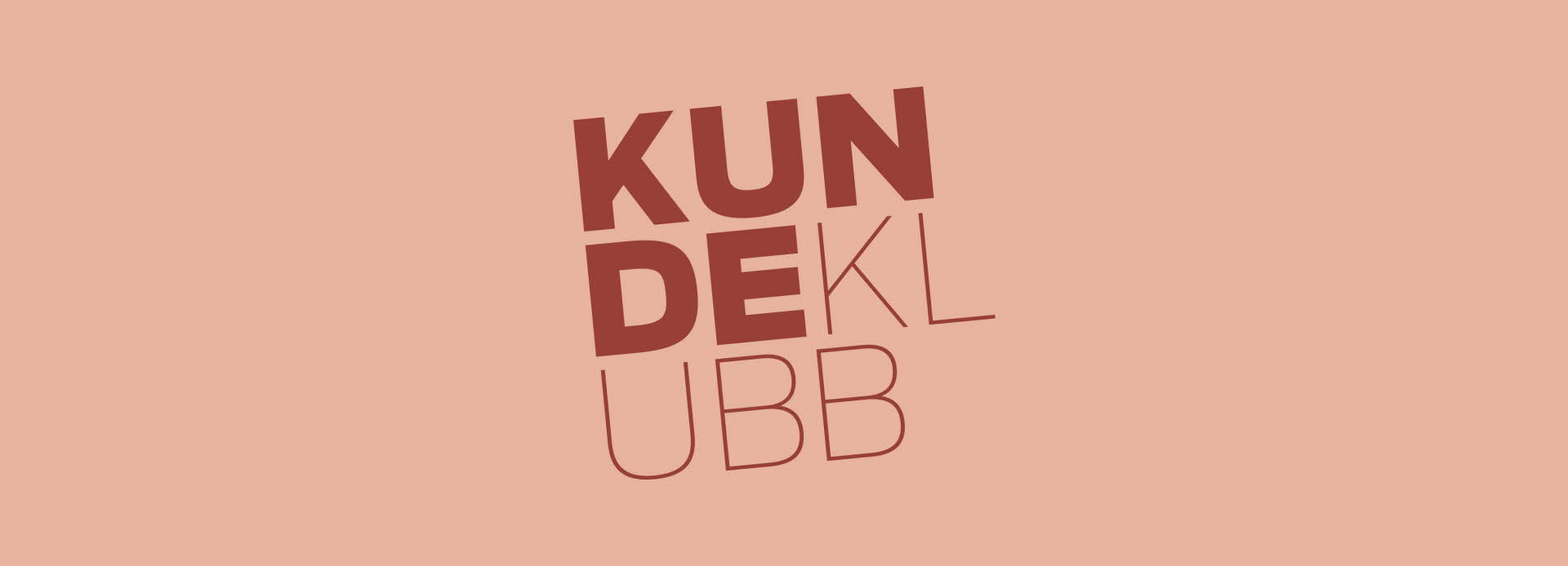 Beige bakgrunn med kundeklubb-logo i brun skrift