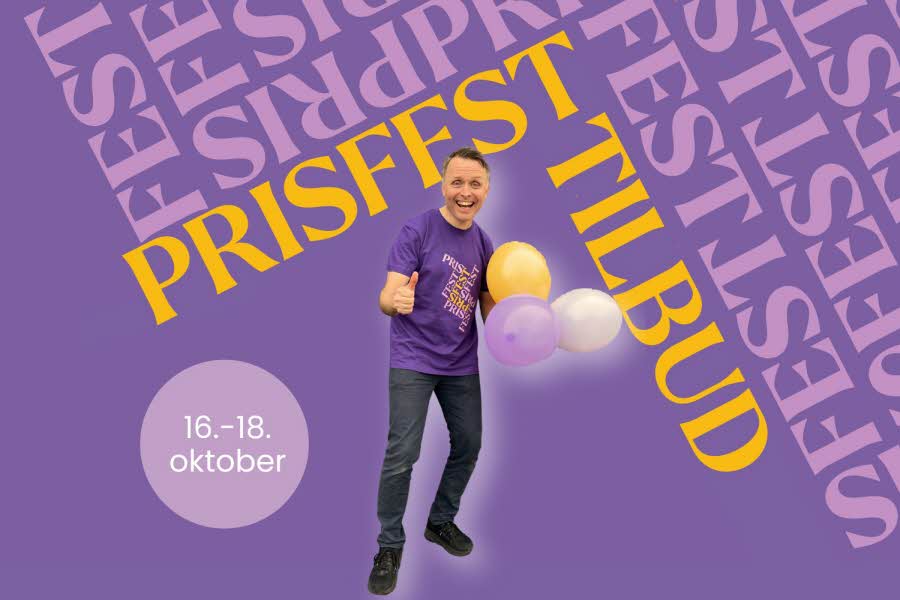 En mann som smiler og holder tre ballonger