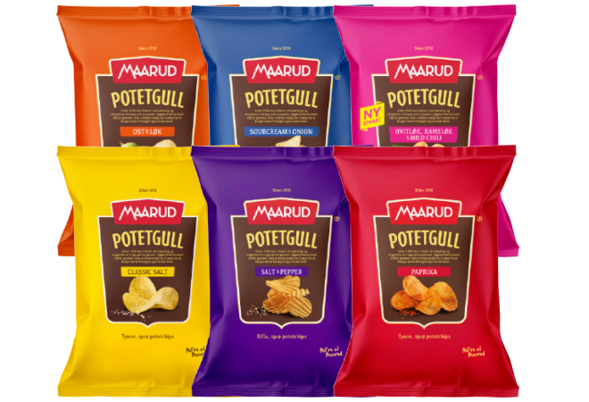 Bilde av 6 poser chips fra Maarud