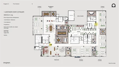 Plantegning av 3. etasje i Torggata 2-4