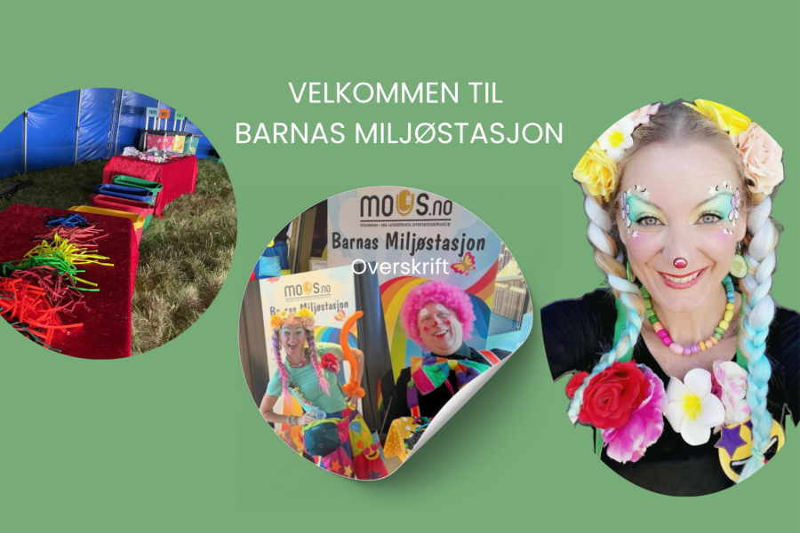 Klovnen Ekko og Klovnen Tonette viser fram miljøstasjonen for barn