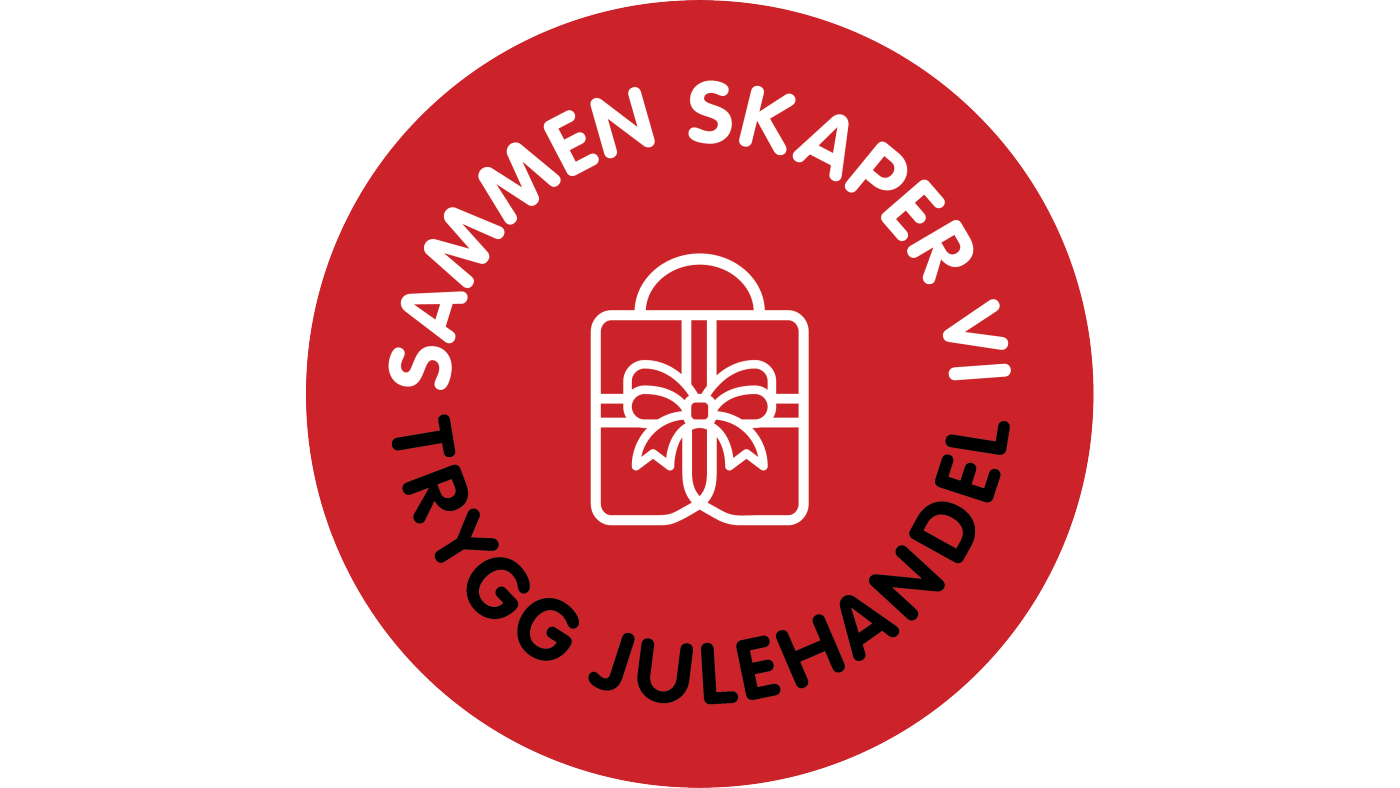 rød bakgrunn med teksten sammen skaper vi trygg julehandel