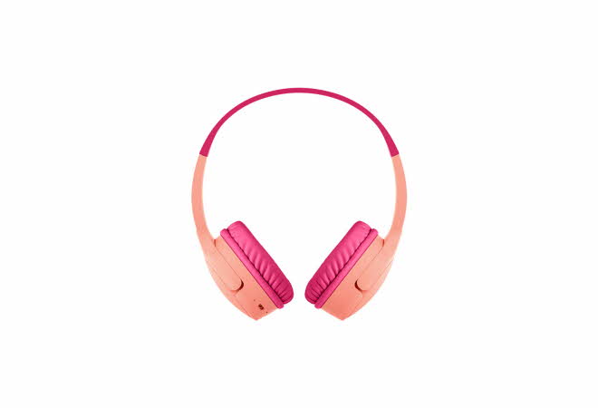 fersken og rosa hodetelefon for barn