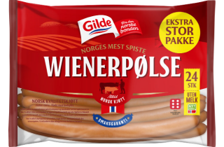bilde av en pakke med wienerpølse fra gilde