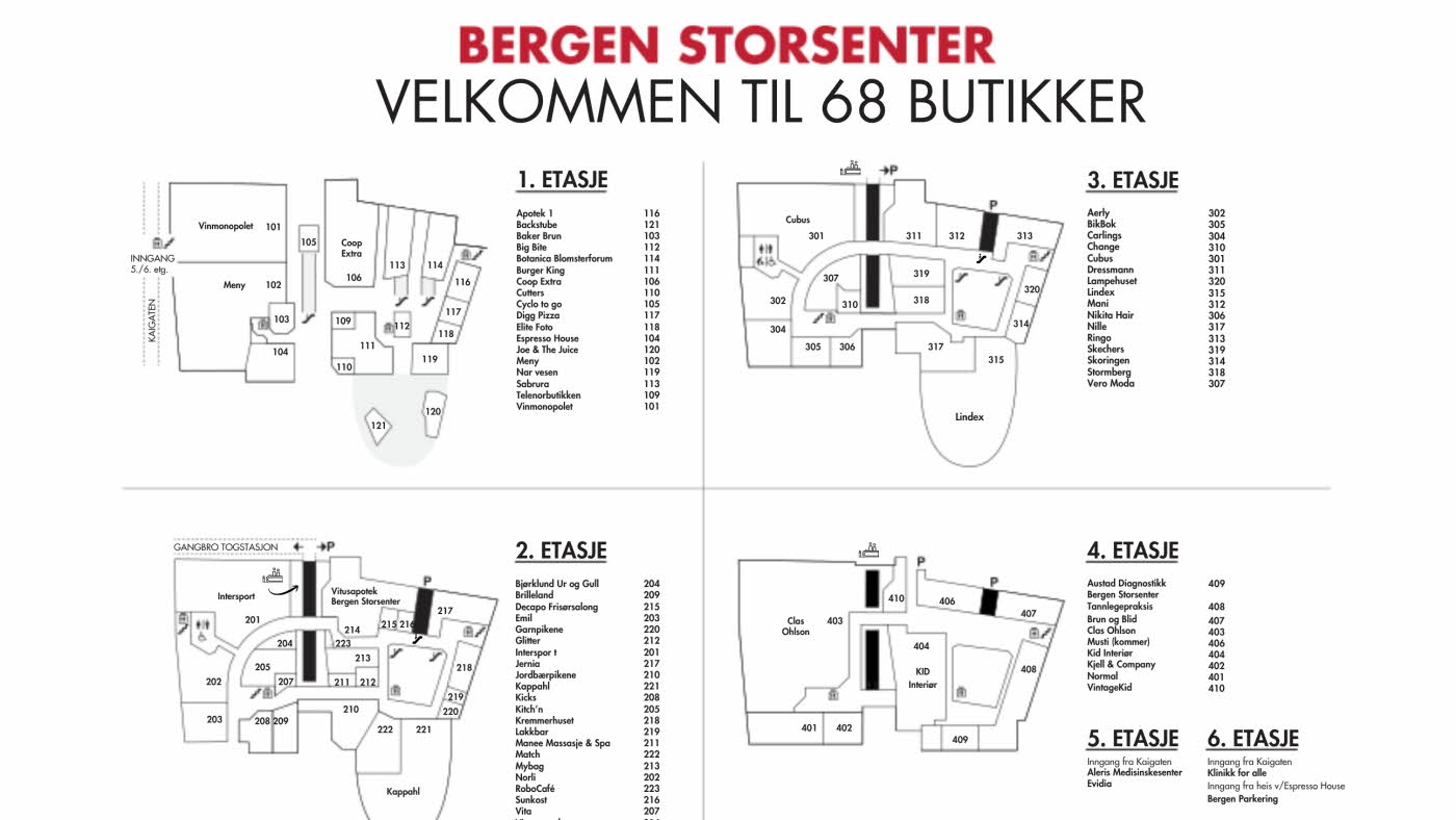 Plankart over Bergen Storsenter