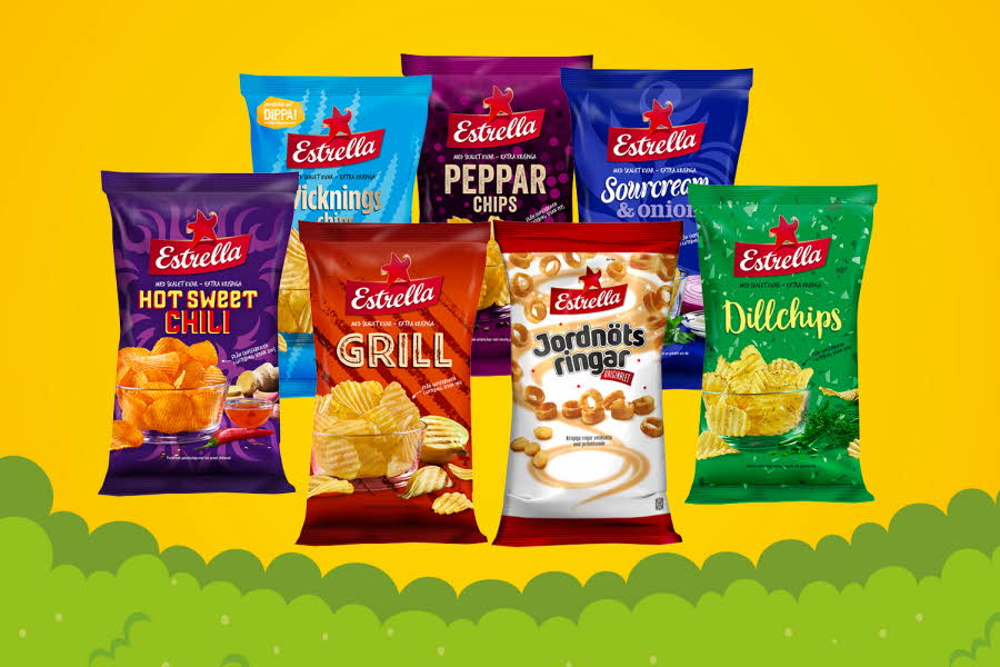 Et stort utvalg av Estrella chips