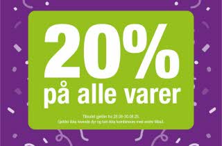 Buddy 20 år med 20% på alle varer