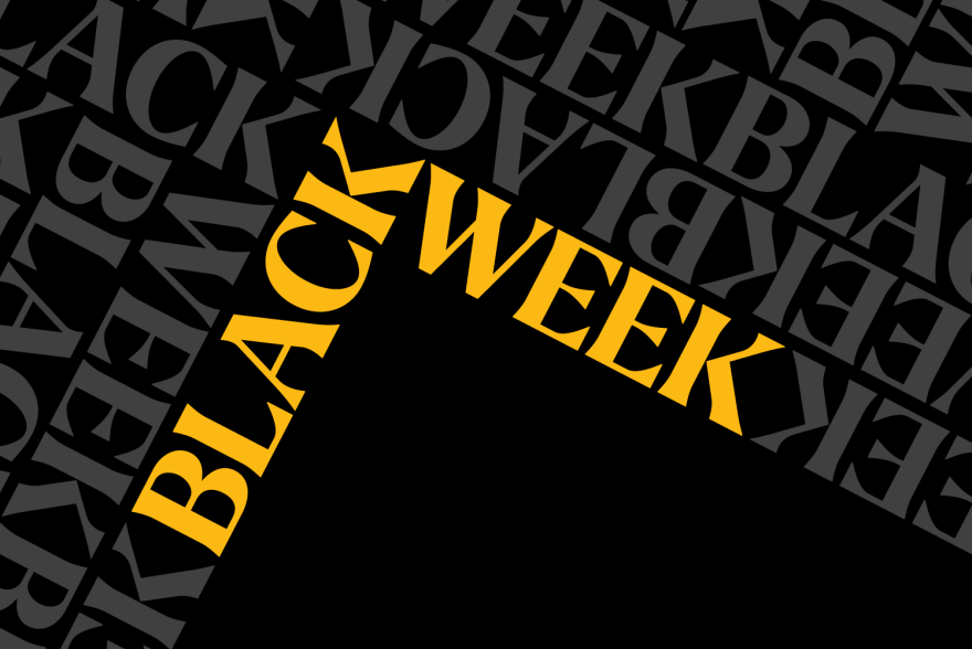 Grafisk bilde med teksten "Black Week"