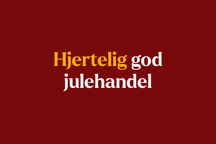 Grafisk bilde med teksten "Hjertelig god julehandel"