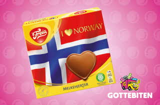 En pakke med I love Norway sjokolade fra Freia