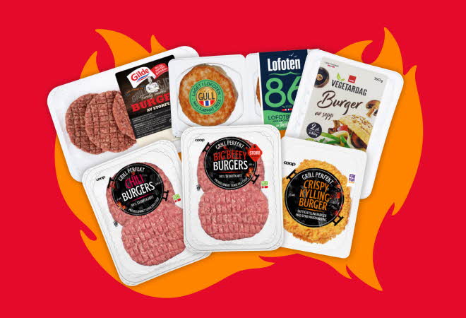 Diverse hamburger i pakker