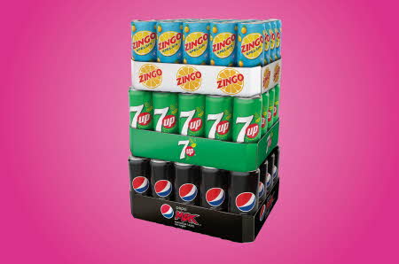 20-pakk Pepsi Max, 7 Up og Zingo