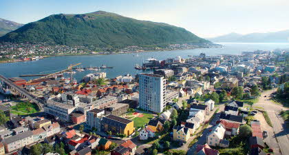 Bildet viser et oversiktsbilde av boligprosjektet Solseilet i Tromsø.