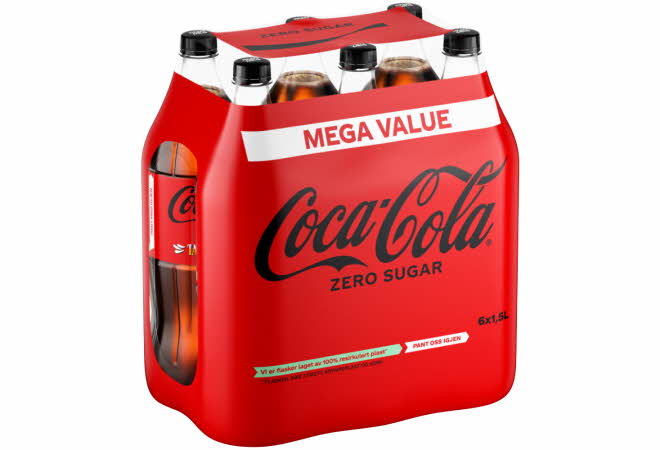 6pk av cocoa cola zero 1.5liter flakser